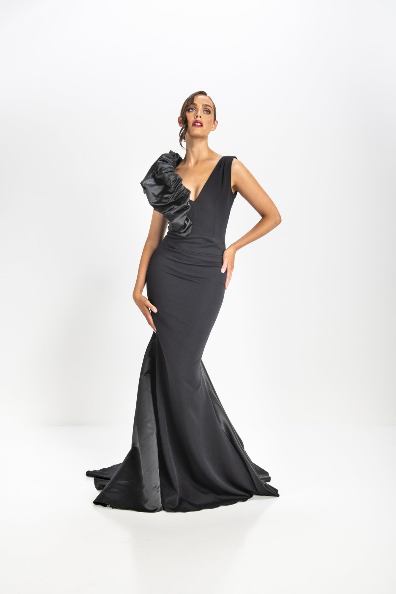 princess polly baby blue dress Black Satin Long Flared Dress - women clothing | ckontova