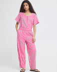 Felica Gingham Trousers - Pink