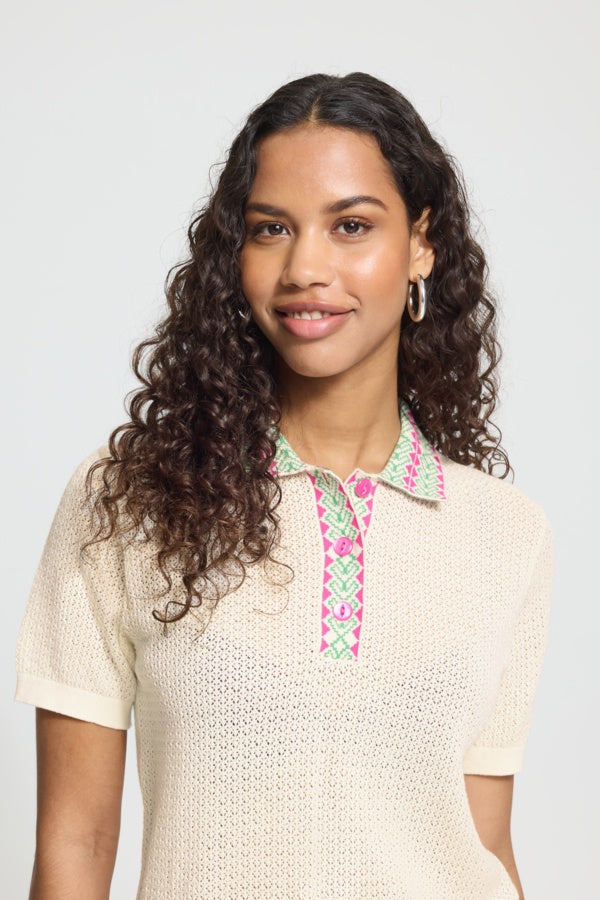 Dotia Knit Polo - Beige – Harper