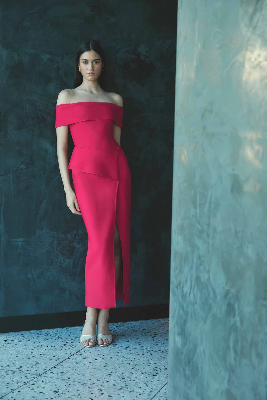 Celia Midi Dress - Red  Harper