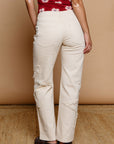 Pearl Trim Jeans - Beige