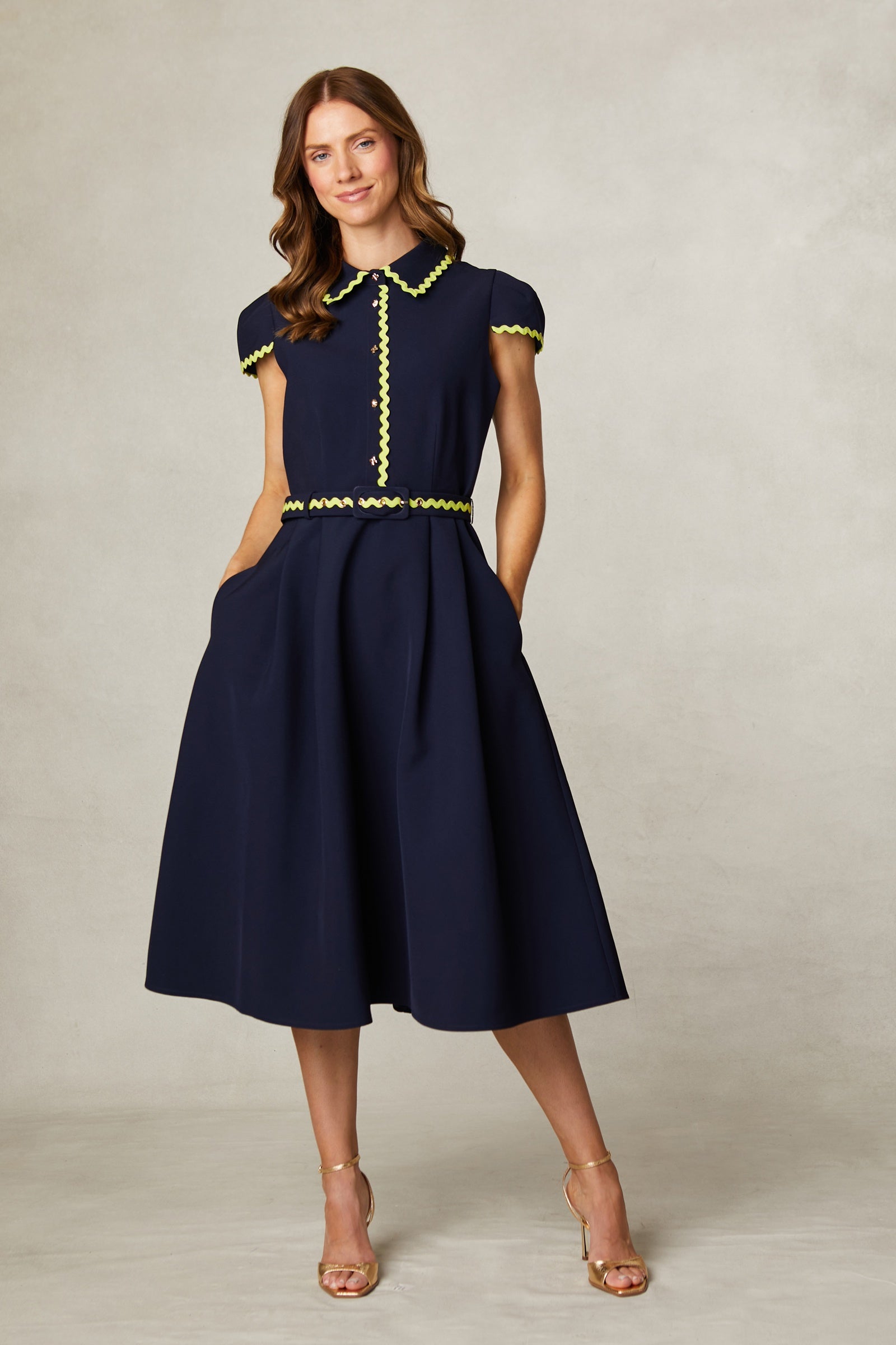 slim fit dress slacks Rick Rack Midi Dress