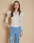 Ebba Trim Blouse - Ivory