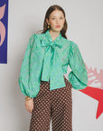 Vine Bow Blouse - Mint