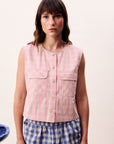 Georgie Gingham Gilet - Pink