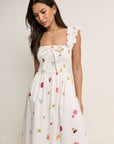 Christina Floral Midi Dress - White