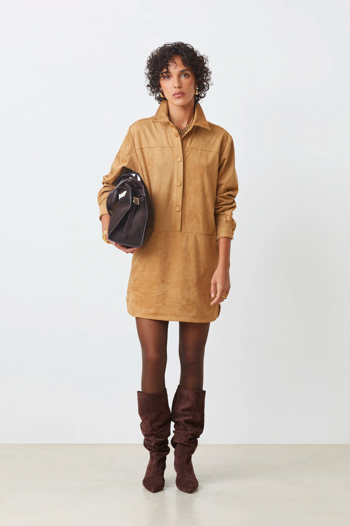 Cliff Shirt Dress Camel – Harper