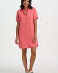 Zoe Mini Shirt Dress - Coral