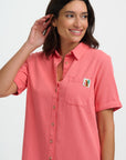 Zoe Mini Shirt Dress - Coral