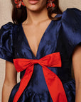 Memories Bow Dress - Navy