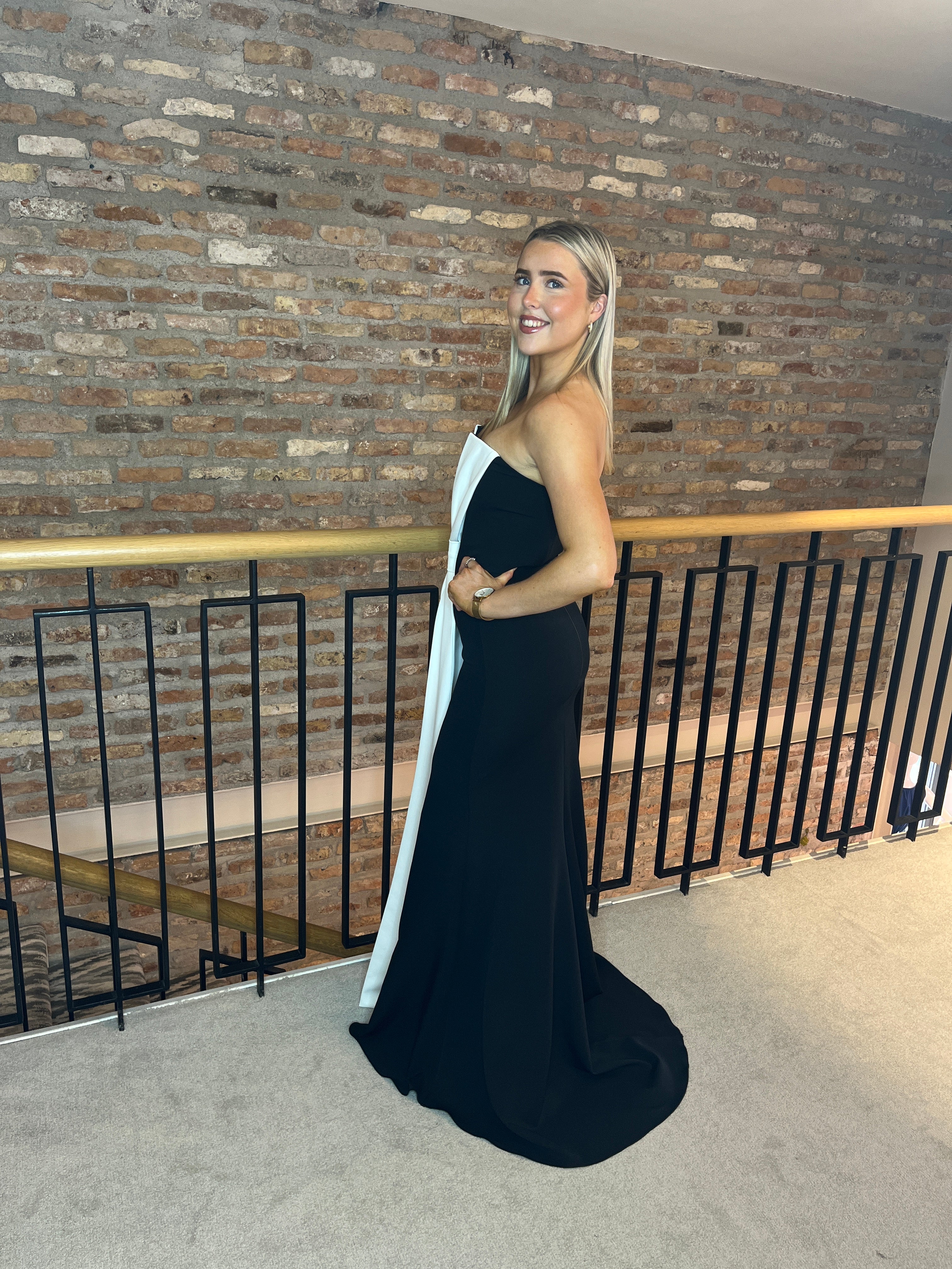 Macy Bow Ball Gown in Black and White