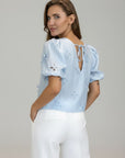 Ivy Cropped Blouse - Blue