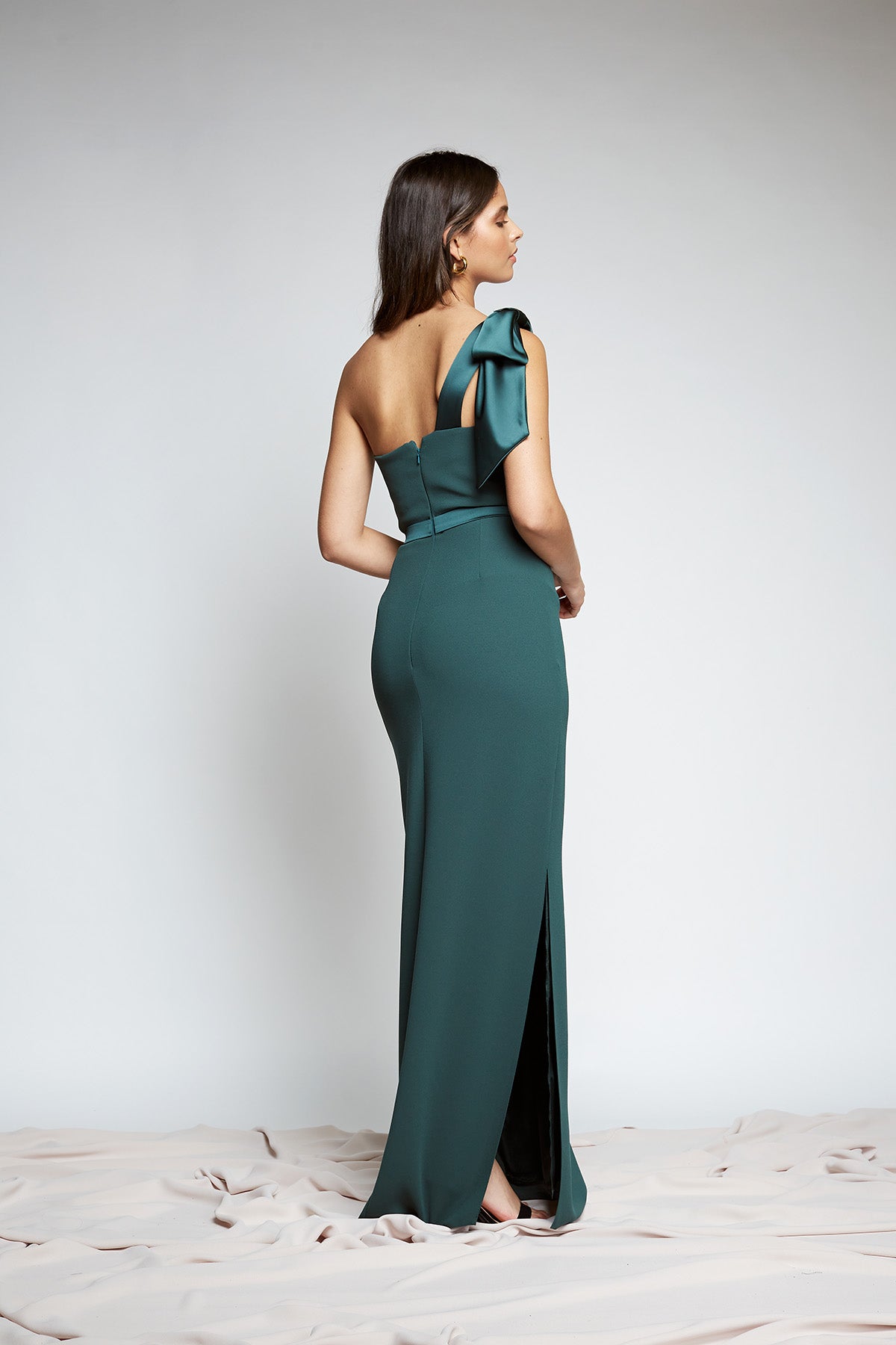 One Shoulder BM Dress- Bow on Shoulder Crepe – Harper