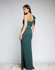 One Shoulder BM Dress- Bow on Shoulder - Crepe