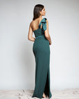 One Shoulder BM Dress- Bow on Shoulder - Crepe
