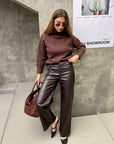 Penelope faux leather trousers - Brown