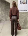 Penelope faux leather trousers - Brown