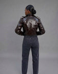Pippa faux leather jacket- Brown