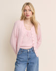 Pointelle Cardigan - Pink