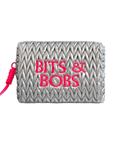 Silver Wipes and Dipes cosmetic bag