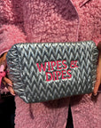 Silver Wipes and Dipes cosmetic bag