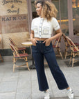 Una wide leg cropped jeans