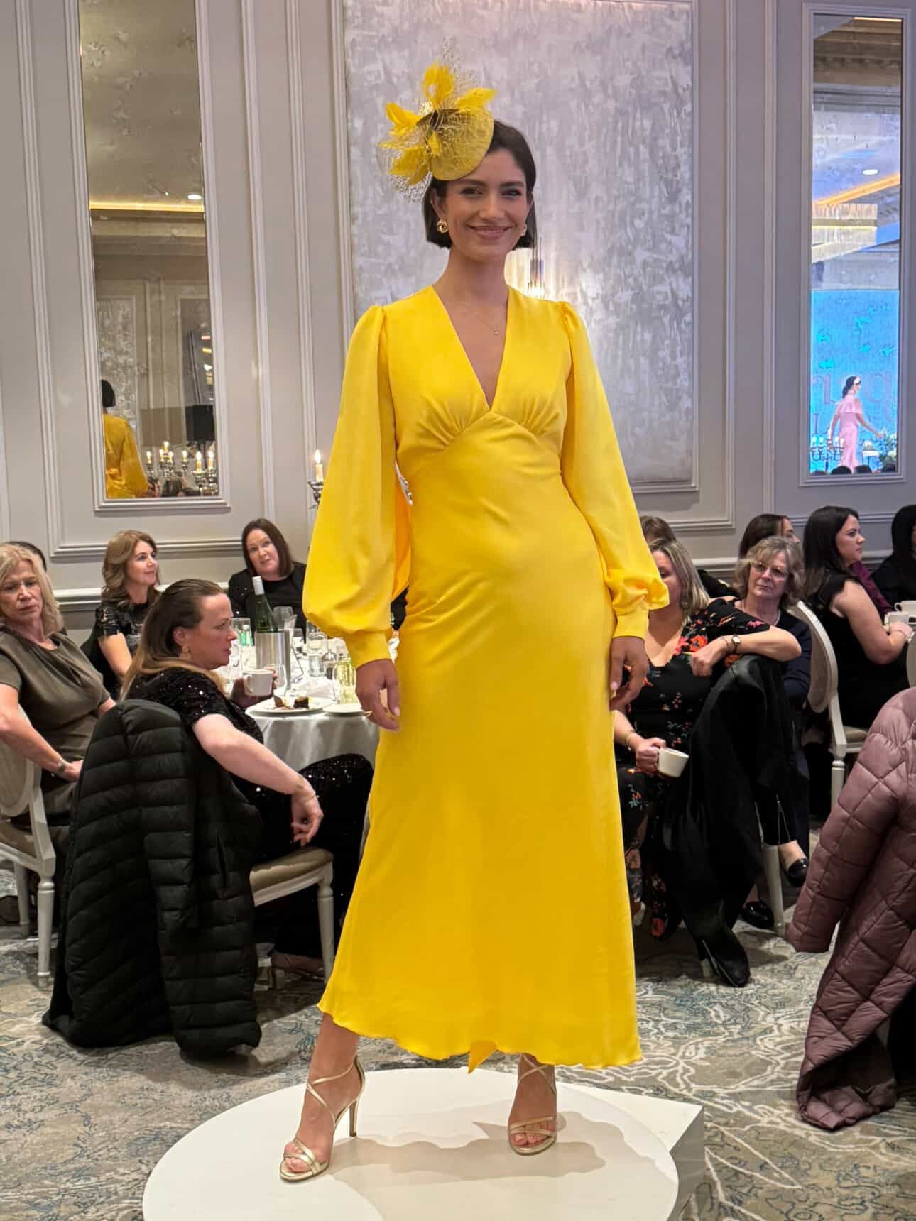 Francis Plunge Midi Dress in Canary Yellow at Harper