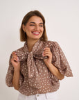 Eva Polka Blouse - Mocha