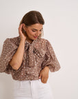Eva Polka Blouse - Mocha