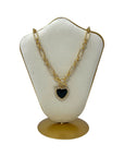 Black Heart T Bar Necklace
