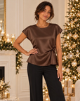 Corvey satin top - Brown