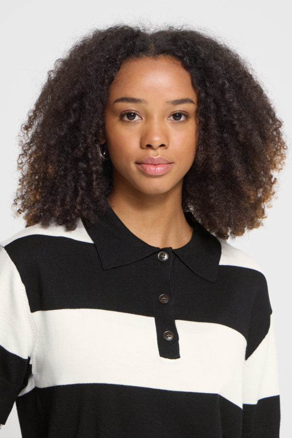 Lulu Knit Polo - Blk/White