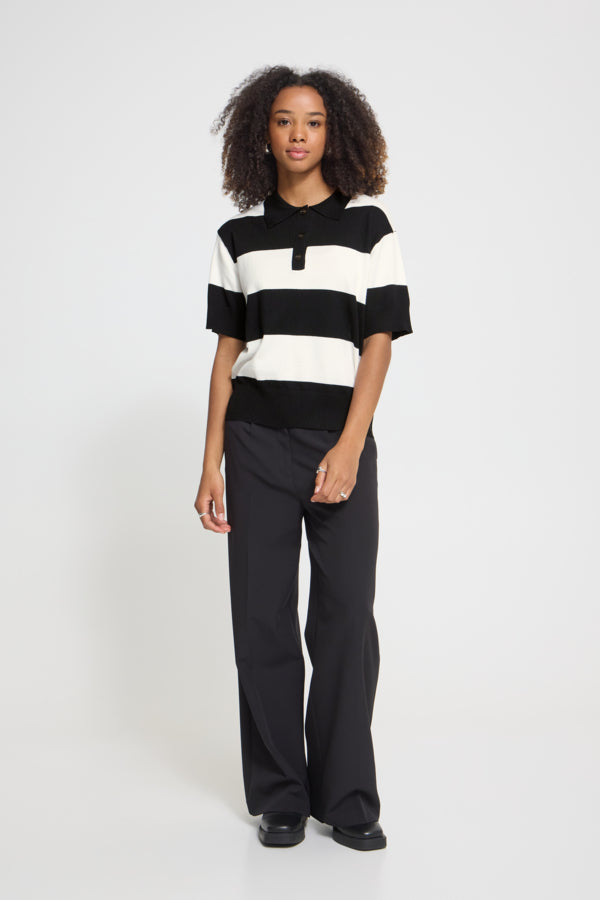Lulu Knit Polo - Blk/White