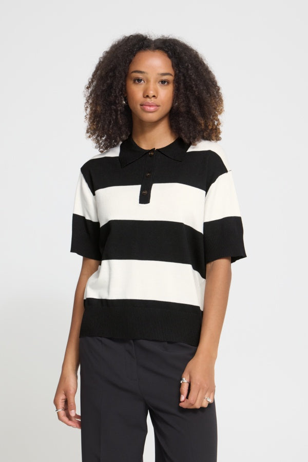 Lulu Knit Polo - Blk/White