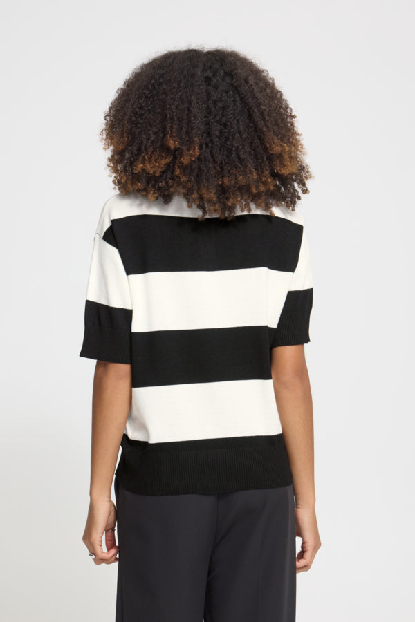 Lulu Knit Polo - Blk/White