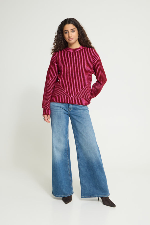 Kamara Stripe Jumper - Berry