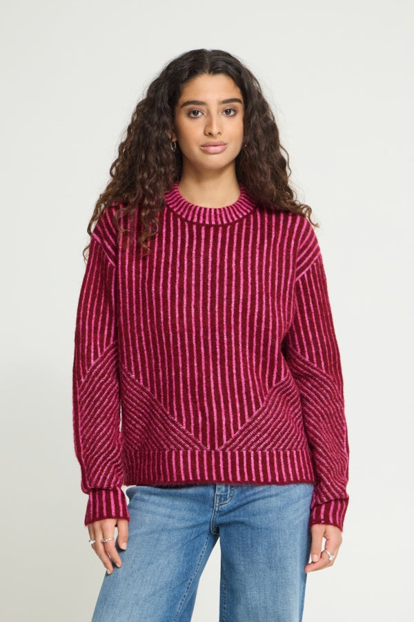 Kamara Stripe Jumper - Berry