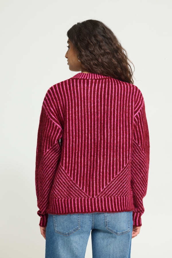Kamara Stripe Jumper - Berry
