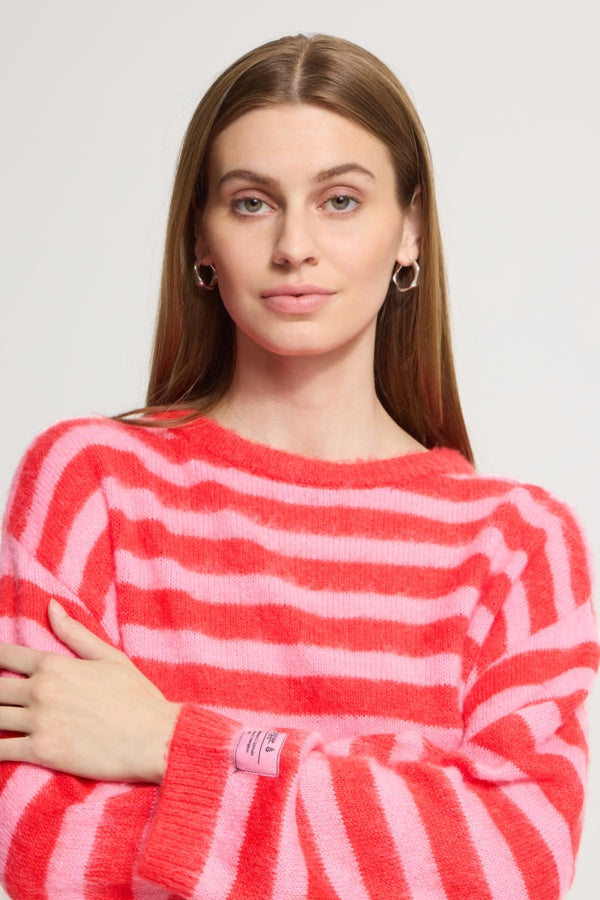 Misha Stripe Knit - Pink/Red