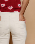 Pearl Trim Jeans - Beige