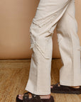 Pearl Trim Jeans - Beige