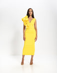 Bobbie Plunge Knee Dress - Yellow