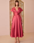 Ramira Midi Dress - Peony Red