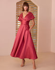 Ramira Midi Dress - Peony Red