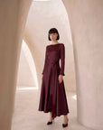 Cara Fringe Midi Dress - Plum