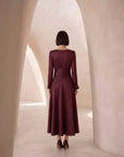 Cara Fringe Midi Dress - Plum