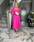 Nancy flare dress - Bright Pink