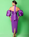 Gloria Halter Dress w/ Sleeve - Purple