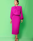 Clarissa Long Sleeve Midi - Fuschia