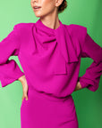 Clarissa Long Sleeve Midi - Fuschia
